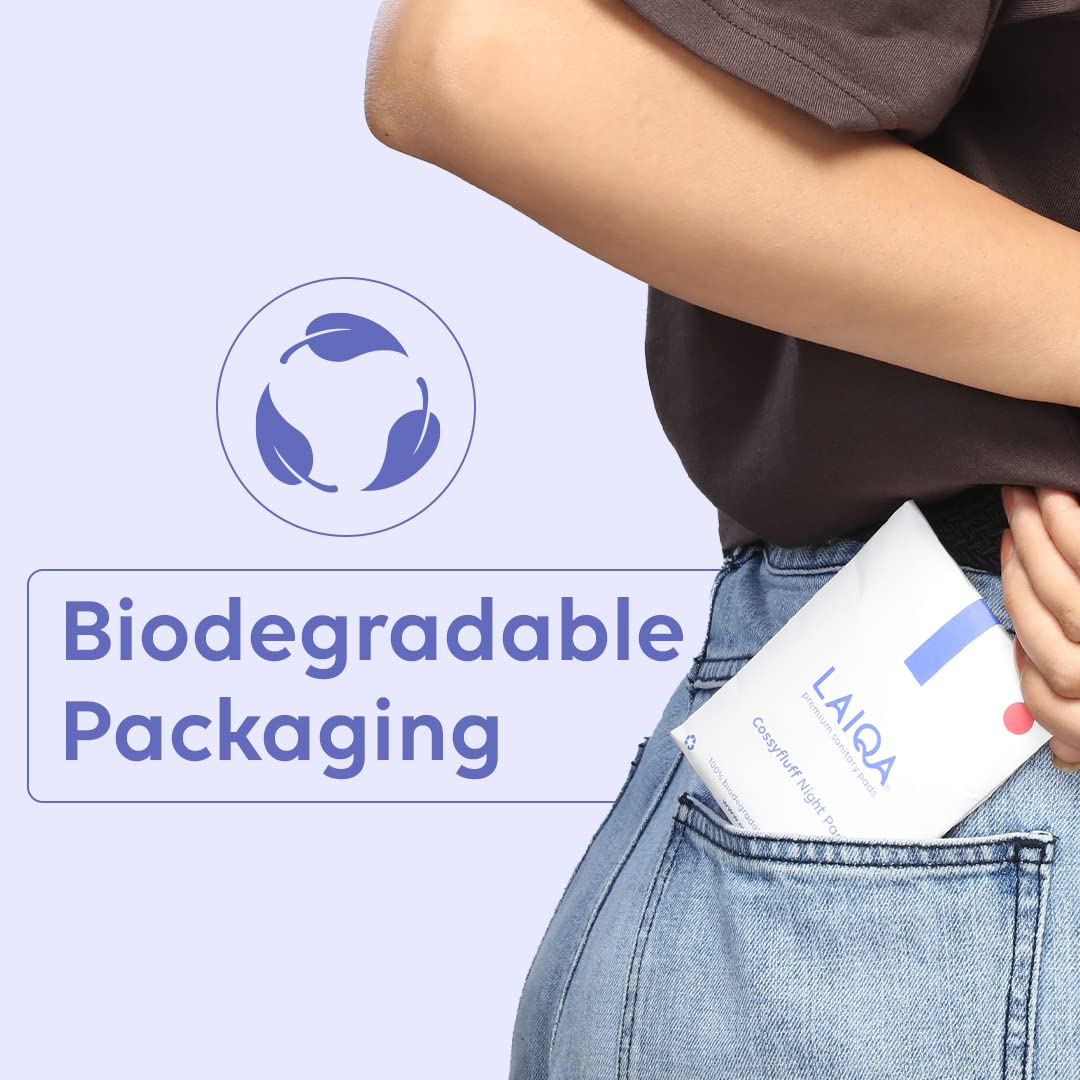 LAIQA Sanitary Pads Combo Pack - 15 Heavy Flow Pads & 40 Panty Liners