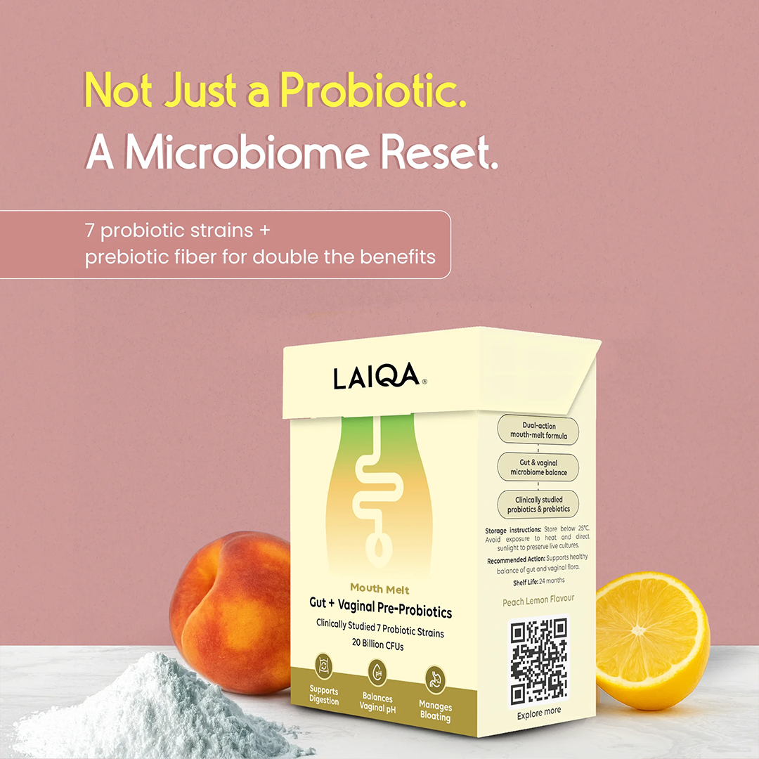Laiqa Pre + Probiotic Mouth Melt | Peach Lemon | 15 Sachets
