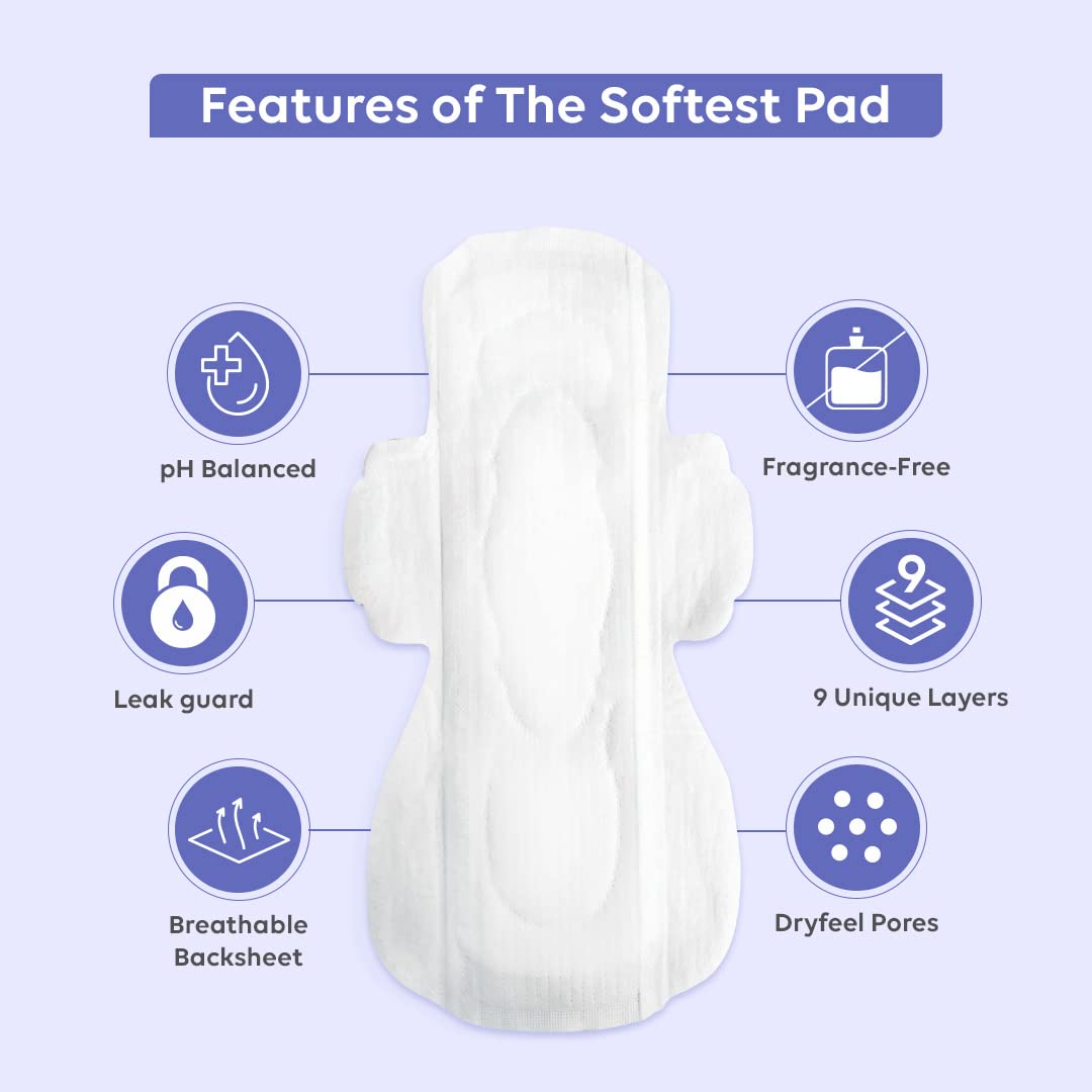LAIQA Sanitary Pads Combo Pack - 15 Heavy Flow Pads & 40 Panty Liners