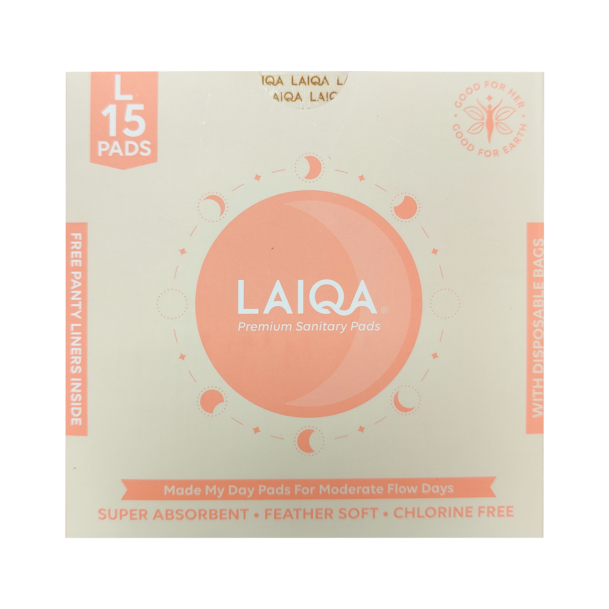15 Moderate Flow Sanitary Pads with 3 Free Panty Liners
