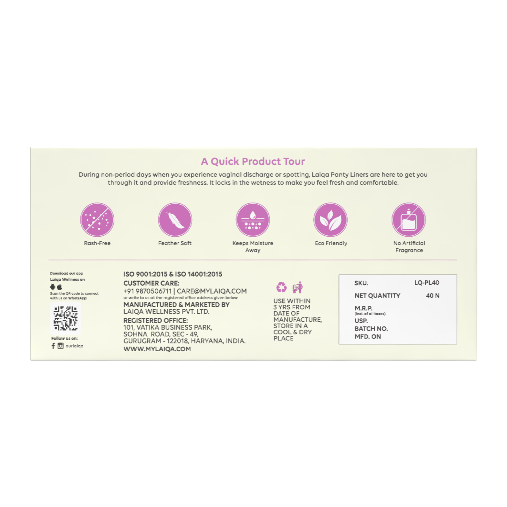 Ultra-Thin Panty Liners - Pack of 40 Panty Liners
