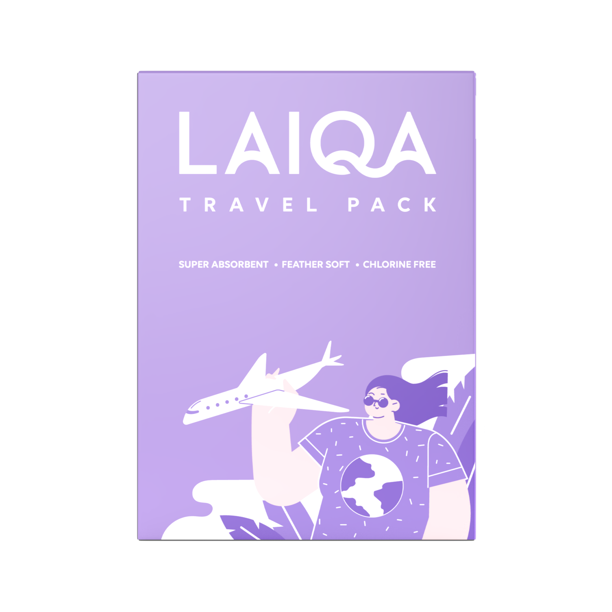 Travel Pack Super Absorbent 2 Moderate flow Pads, 2 Heavy Flow Pads and 2 Pantyliners