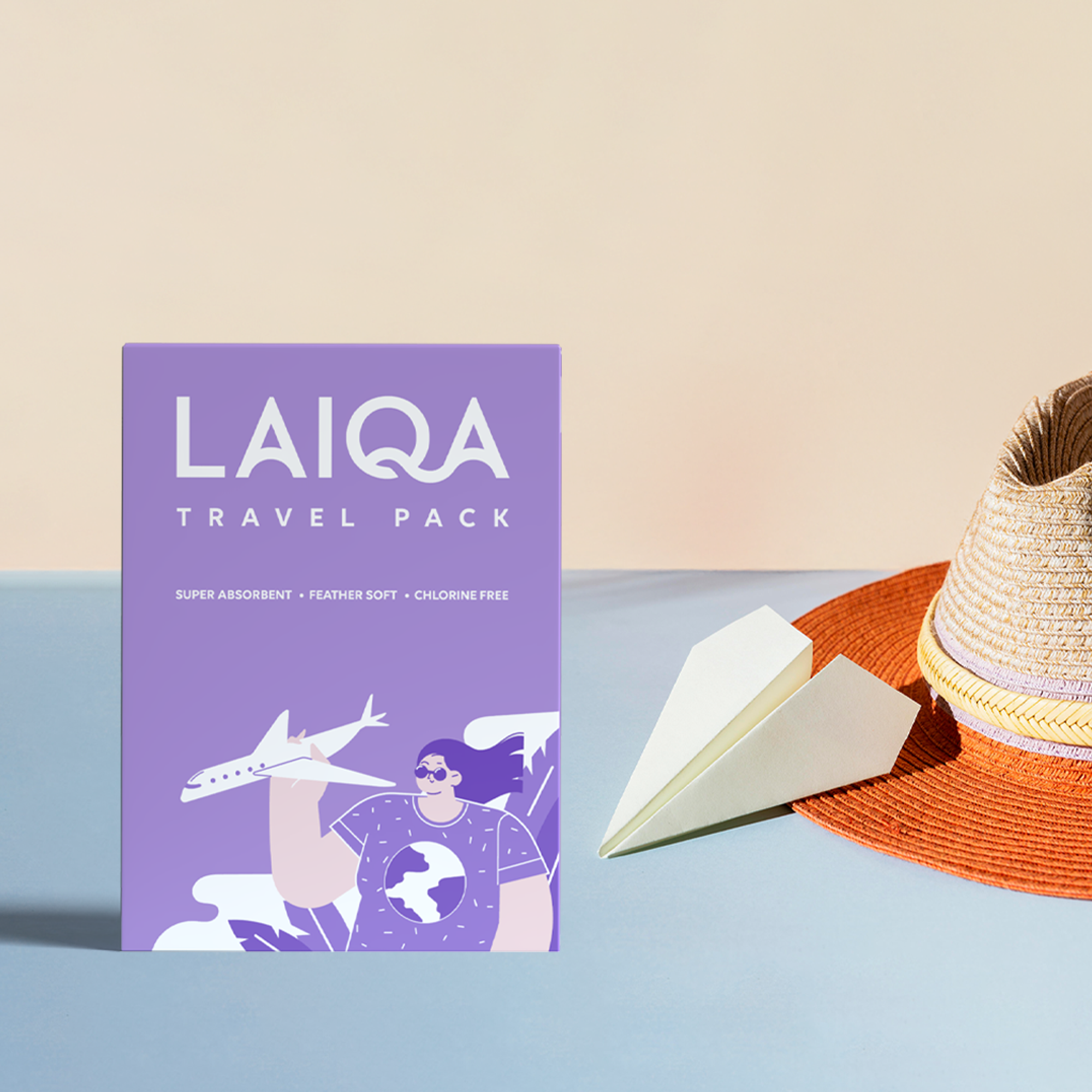 Travel Pack Super Absorbent 2 Moderate flow Pads, 2 Heavy Flow Pads and 2 Pantyliners