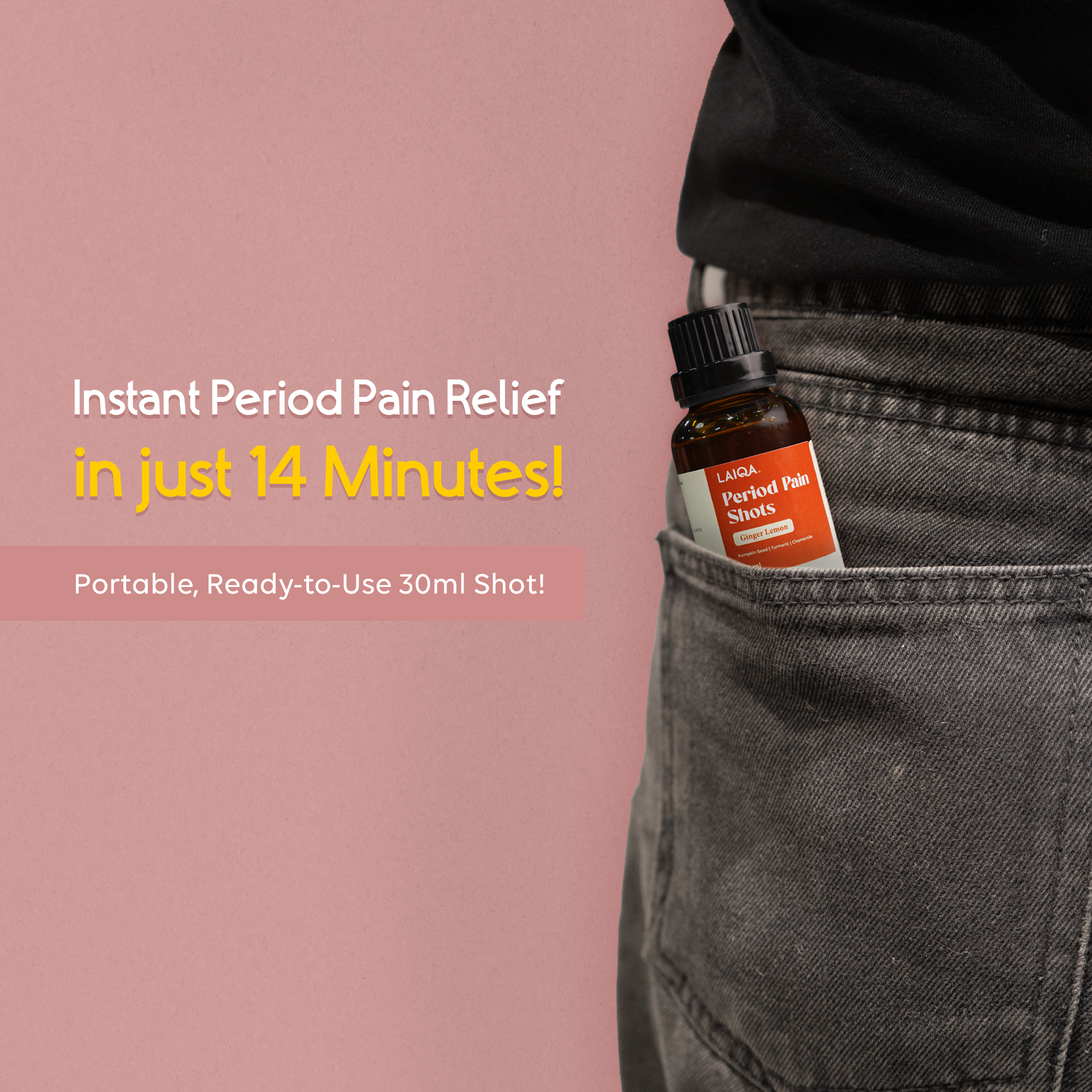 Period Pain Cramp Relief Shots Ginger Lemon Flavour - 30ml each                                                                                                             Ginger Lemon Flavour