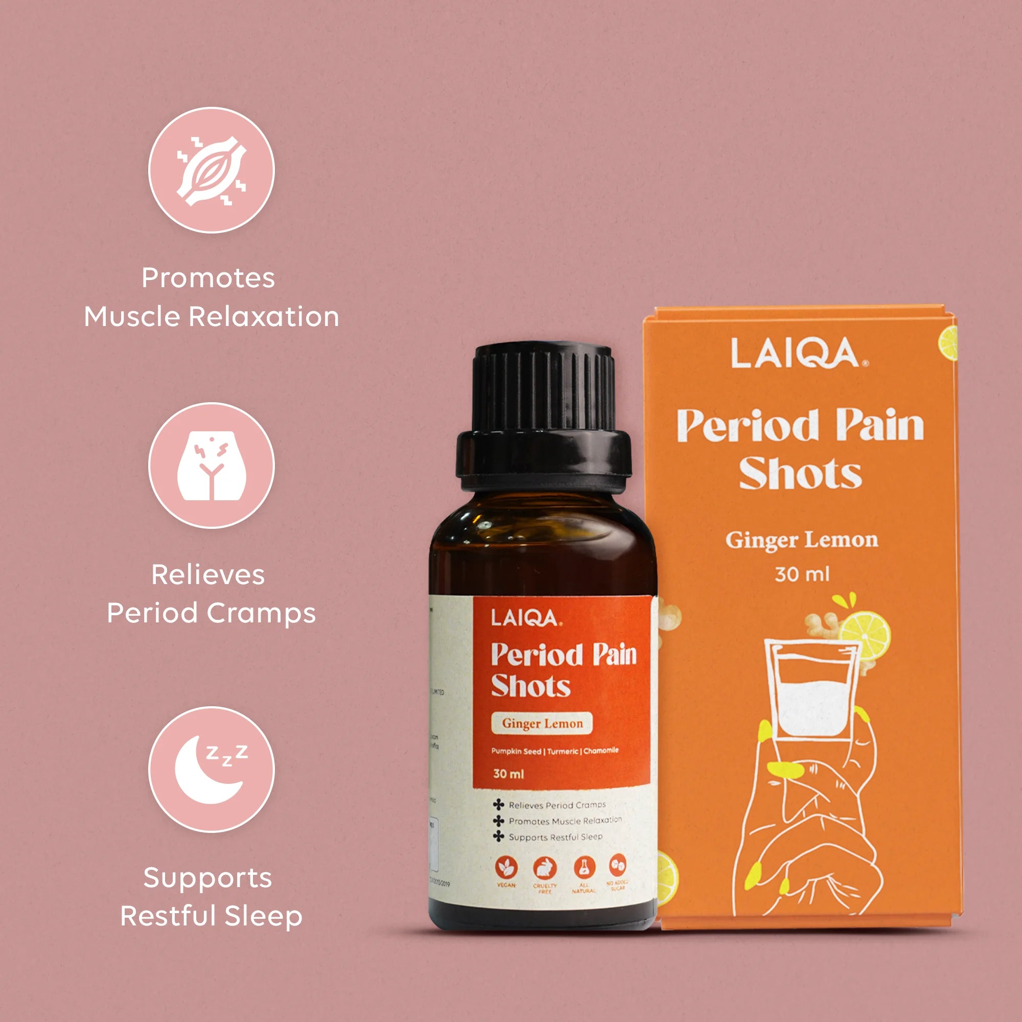 Feminine Pain Relief Drink 30ml Pack of 1 (Ginger Lemon Flavour)